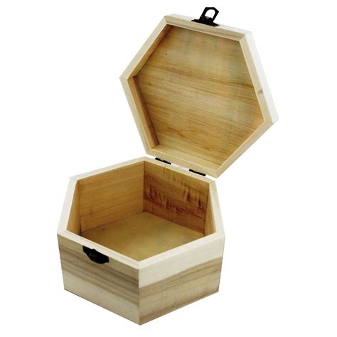 hexagon wooden box with lid